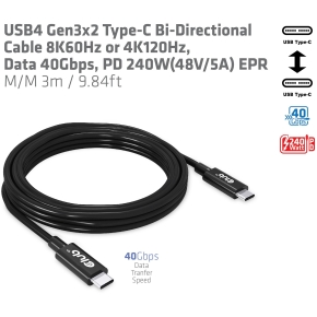 Club3D Kabel USB 4 Typ C PD 240W / 8K / 40Gbps 3m St/St