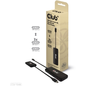 Club3D USB-Hub Typ C > 4x USB Typ C 10Gbps + 100W PD St/Bu