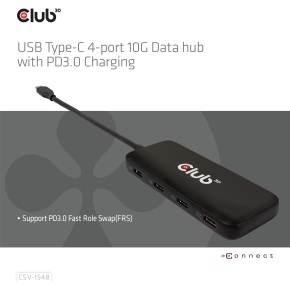 Club3D USB-Hub Typ C > 4x USB Typ C 10Gbps + 100W PD St/Bu