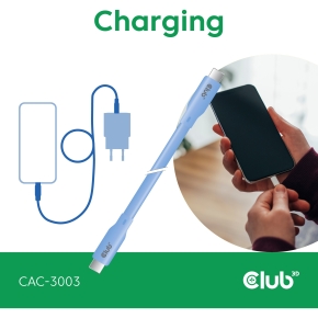 Club3D Lifestyle USB-C Kabel PD 240W.20Gbps 2m blau St/St