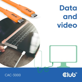 Club3D Lifestyle USB-C Kabel PD 240W.20Gbps 2m orangeSt/St