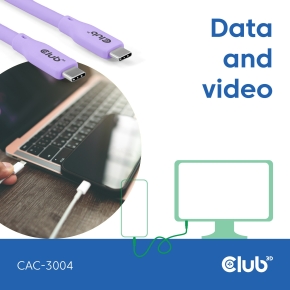 Club3D Lifestyle USB-C Kabel PD 240W.20Gbps 2m lila St/St