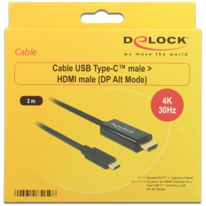 DeLock HDMI > USB-C (ST-ST) 2m Adapterkabel 4K 30Hz Schwarz