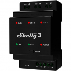 Shelly Relais Pro 3 WLAN LAN 3x 16A 3 Kanäle 3 Phasen Max. 48A BT DIN-Rail