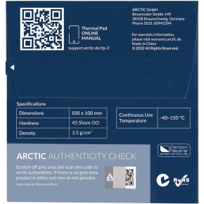K ARCTIC Thermal pad BLAU TP-3 100x100mm.1pcs