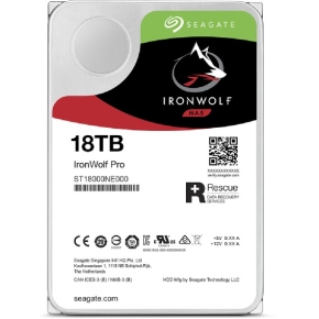 SEAGATE Ironwolf PRO Enterprise NAS HDD 18TB 7200rpm 6Gb/s SATA 256MB cache 8,9cm 3.5Zoll 24x7 für NAS & RAID Rackmount systems BLK