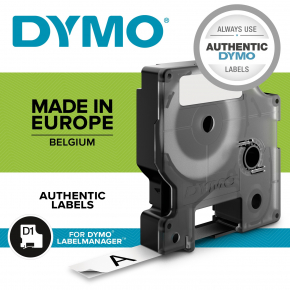 Dymo D1 Etiketten S0720500 12mm x 7m Schwarz auf Transparent