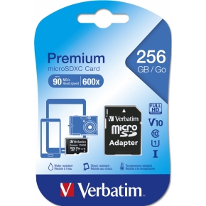 CARD 256GB Verbatim MicroSDXC Premium Class10 + Adapte retail