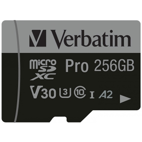 CARD 256GB Verbatim MicroSDHC Pro Class 10 + Adapter retail