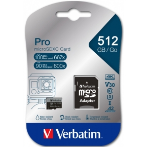 CARD 512GB Verbatim MicroSDHC Pro Class 10 + Adapter retail