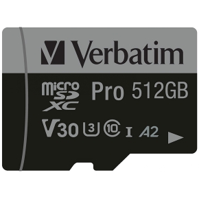 CARD 512GB Verbatim MicroSDHC Pro Class 10 + Adapter retail