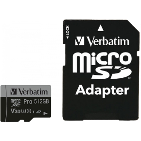 CARD 512GB Verbatim MicroSDHC Pro Class 10 + Adapter retail
