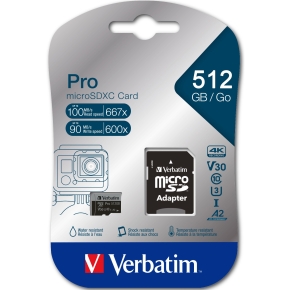 CARD 512GB Verbatim MicroSDHC Pro Class 10 + Adapter retail