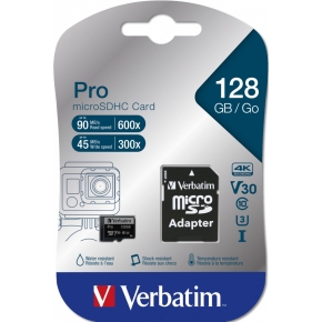CARD 128GB Verbatim MicroSDHC Pro Class 10 + Adapter retail