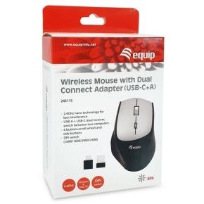 Equip Optische Maus USB Komfort Rechts-Linkshänder 1.8m sw