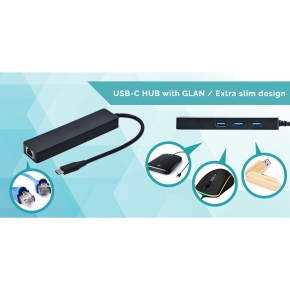 D I-TEC USB-C SLIM HUB + GLAN