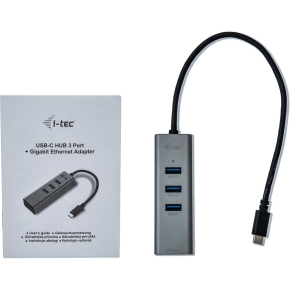 D I-TEC USB-C 3-PORT HUB + GLAN