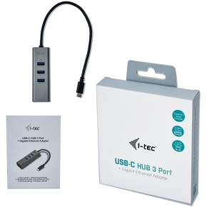 D I-TEC USB-C 3-PORT HUB + GLAN