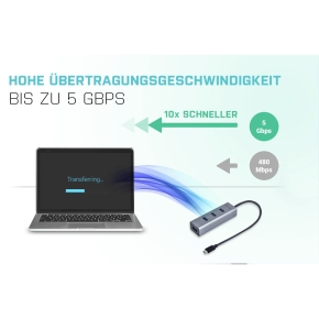 D I-TEC USB-C METAL 4-PORT HUB