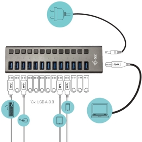 D I-TEC USB 3.0 HUB 13 PORT 60 W