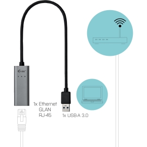 D I-TEC USB 3.0 Metal Gigabit Ethernet Adapter 1x USB 3.0 auf RJ-45 LED-Anzeige fuer Notebook Tablet PC Windows Mac Linux Android