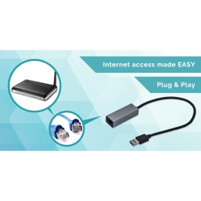 D I-TEC USB 3.0 Metal Gigabit Ethernet Adapter 1x USB 3.0 auf RJ-45 LED-Anzeige fuer Notebook Tablet PC Windows Mac Linux Android