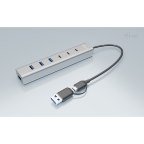 D I-TEC USB-C/USB-A Charging Metal HUB 7 Port 3x USB-C 3.2 Gen. 1 4x USB-A 3.2 Gen. 1