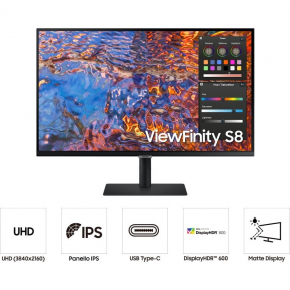 80cm/32 (3840x2160) Samsung ViewFinity S8 S32B800PXU 16:9 5ms IPS HDMI DisplayPort USB-C VESA Pivot 4K Black