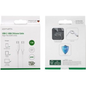 4smarts USB-C / USB-C Silikon-Kabel High Flex 60W 1.5m Wei