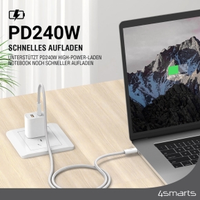 4smarts USB-C Kabel PremiumCord 240W 1.5m. wei