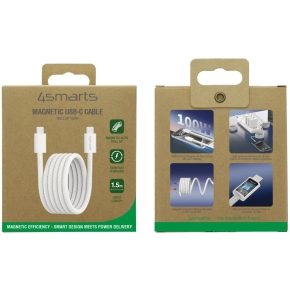 4smarts USB-C Magnetisches Kabel RollUp 1.5m. wei