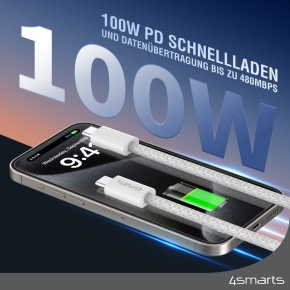 4smarts USB-C Magnetisches Kabel RollUp 1.5m. wei