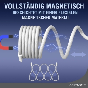 4smarts USB-C Magnetisches Kabel RollUp 1.5m. wei