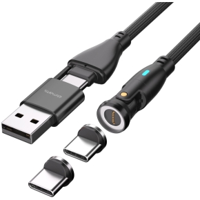 4smarts USB-C/A 540 Magnetkabel GravityCord 100W 1.8m schwarz
