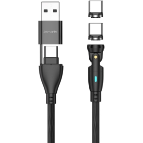 4smarts USB-C/A 540 Magnetkabel GravityCord 100W 1.8m schwarz