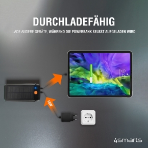4smarts Solar Powerbank TitanPack Flex 10000mAh. Stand. Lampe