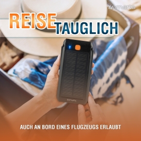 4smarts Solar Powerbank TitanPack Flex 10000mAh. Stand. Lampe