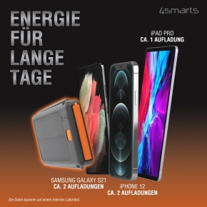 4smarts Solar Powerbank TitanPack Flex 10000mAh. Stand. Lampe
