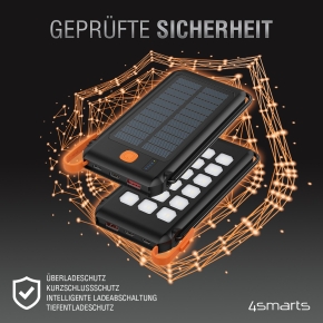 4smarts Solar Powerbank TitanPack Flex 10000mAh. Stand. Lampe