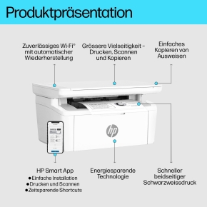 L HP LaserJet MFP M140w S/W-Laserdrucker 3in1 A4 WLAN WiFi 150 Blatt