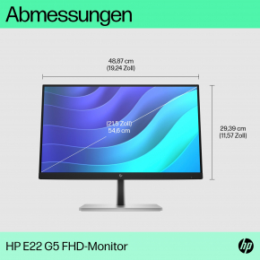54,6cm/21,5 (1920x1080) HP E22 G5 IPS HDMI DP Pivot Full HD