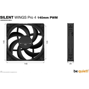 140mm be quiet! SILENT WINGS PRO 4 PWM