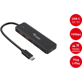 Equip USB-Hub 4-Port 3.2/C->2xUSB-C 2xUSB-A 10Gbps o.Netz.sw