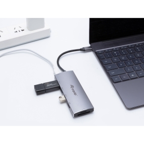 Equip Dock USB-C->HDMI.3xUSB3.0.SD.TF.60WPD 15cm si