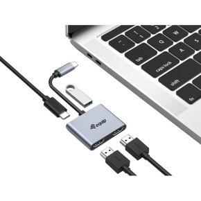 Equip Dock USB-C->2xHDMI.USB 3.0.100WPD 15cm si