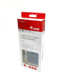 Equip Dock USB-C->2xHDMI.USB 3.0.100WPD 15cm si