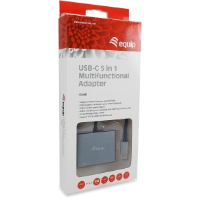Equip Dock USB-C->HDMI.VGA.USB3.0.AUX.100WPD 15cm sw