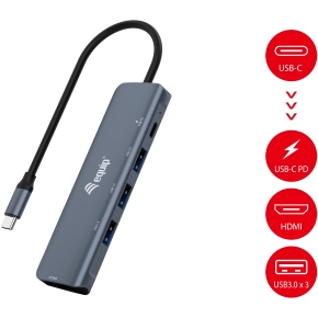 Equip Dock USB-C->HDMI.3xUSB3.0.100WPD 25cm gr