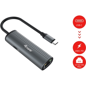Equip Dock USB-C->GbE.100WPD3.0 15cm gr