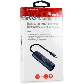 Equip Dock USB-C->GbE.100WPD3.0 15cm gr